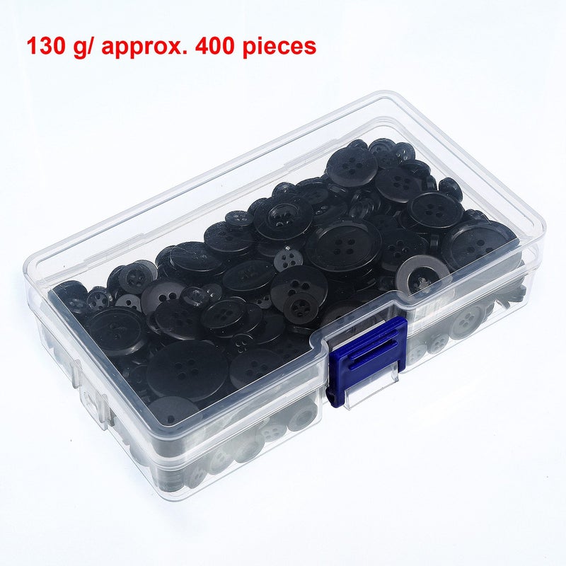 Bememo 400 Pcs Black Buttons for Crafts 2 and 4 Holes Assorted 7 Sizes Sewing Buttons Bulk with Storage Box for Clothes DIY Crafts Coats Shirts Pants Shorts - Image 4